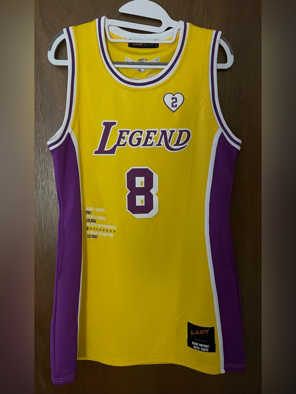 Lady Elite Kobe Bryant "Legend" Tribute Jersey Dress with pockets Best Offer